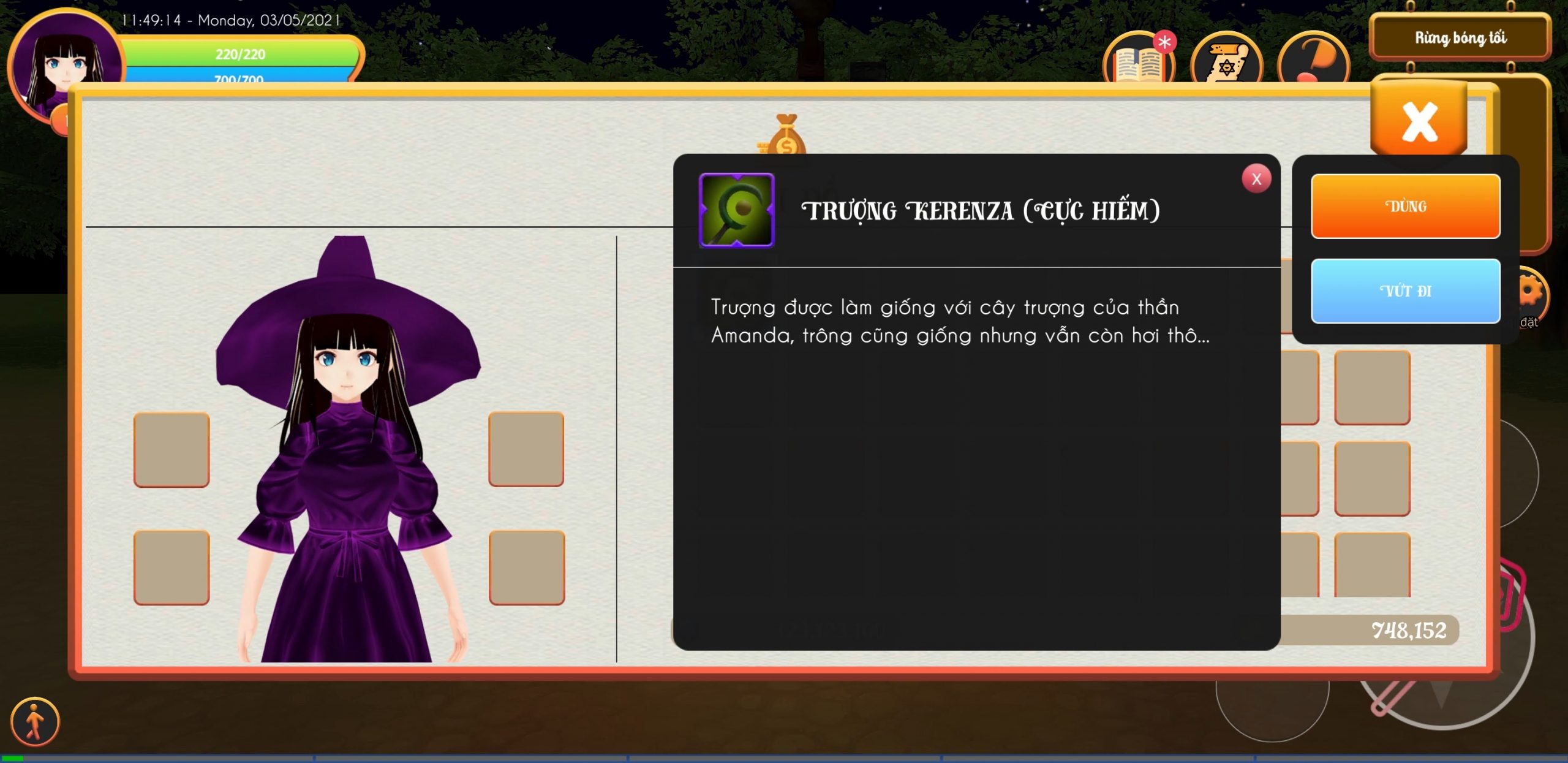 Hướng dẫn: Xóa toàn bộ thuộc tính (dòng) của trang bị.