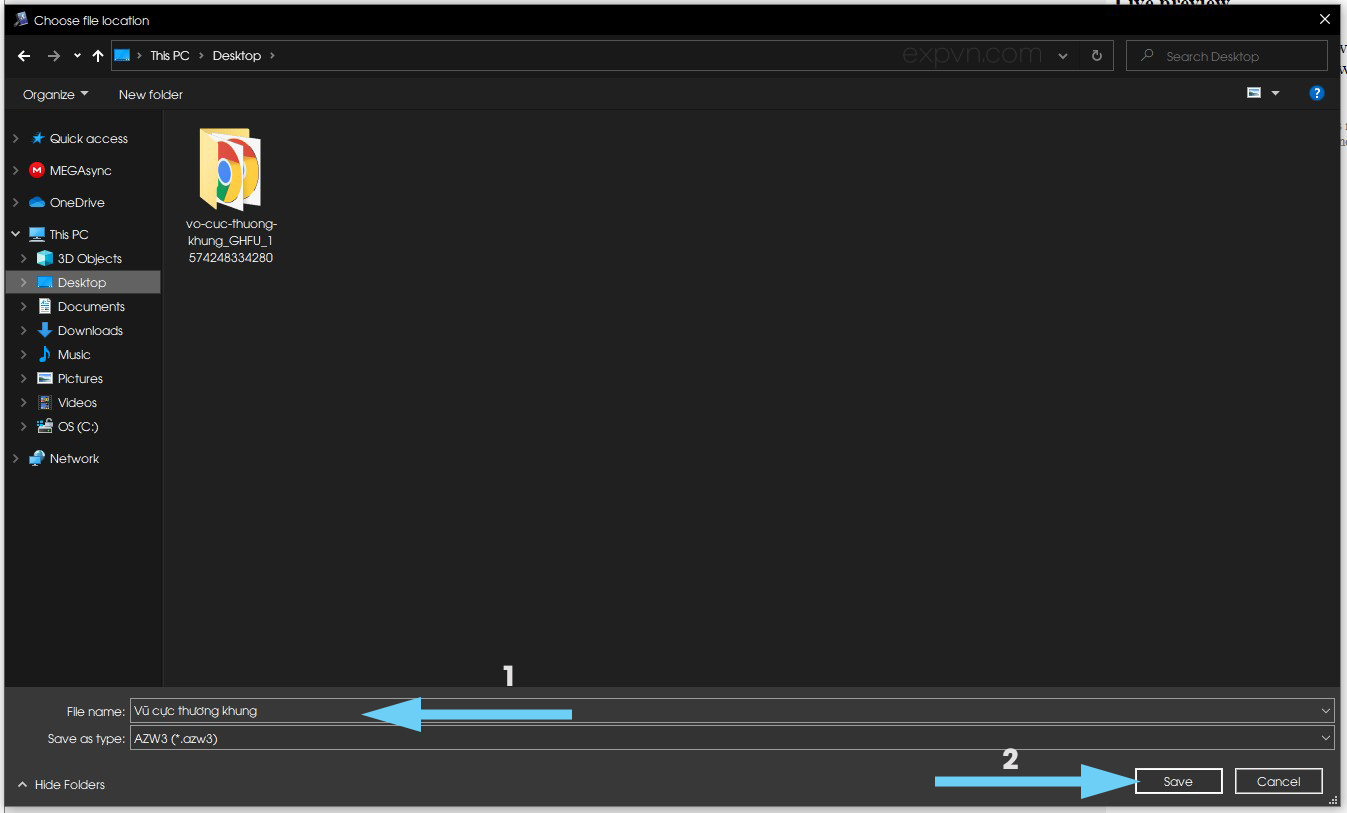 Lưu tên sách với định dạng azw3 hoặc epub được chọn trước đó